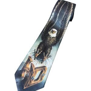 Harley Davidson x‎ Ralph Marlin Vintage 1994 Men Neck Tie Touchdown Eagle